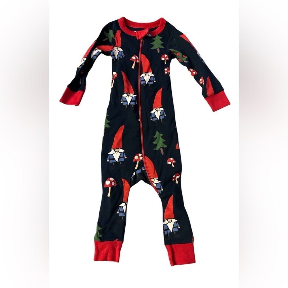 Gnome Print Kids One Piece Pajama - Black and Red